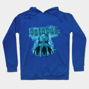 blue octopus cartoon style funny illustration Hoodie